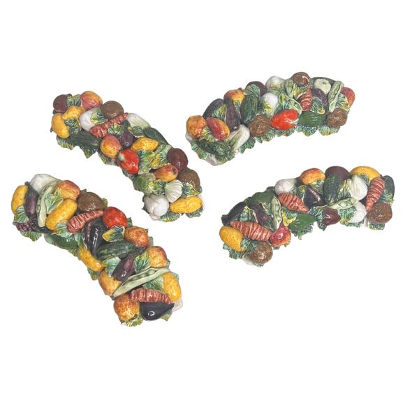 Vintage Large Italian Majolica Vegetable Topiary Centerpiece Ring 8 Piece Set - Picture 8 of 16